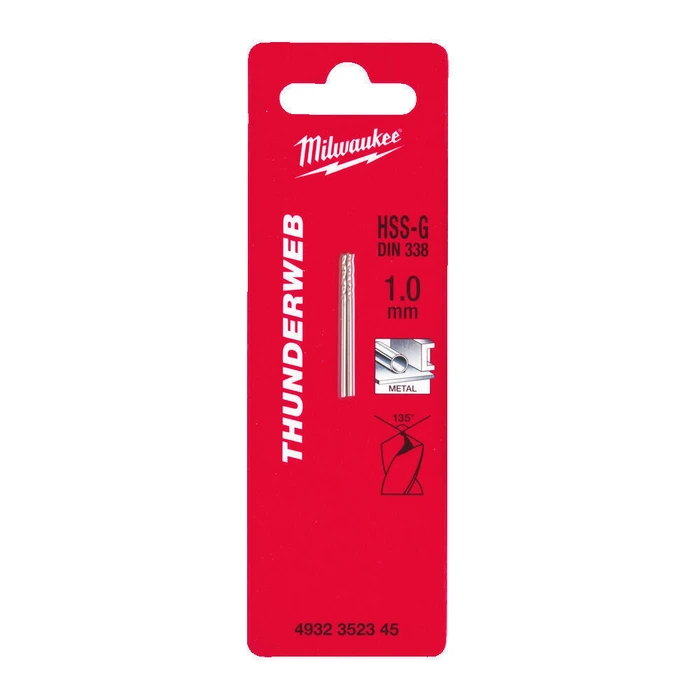 Milwaukee Thunderweb Set 2 HSS-G Twist Drill Bits 1 mm DIN 338, Cylindrical Shank