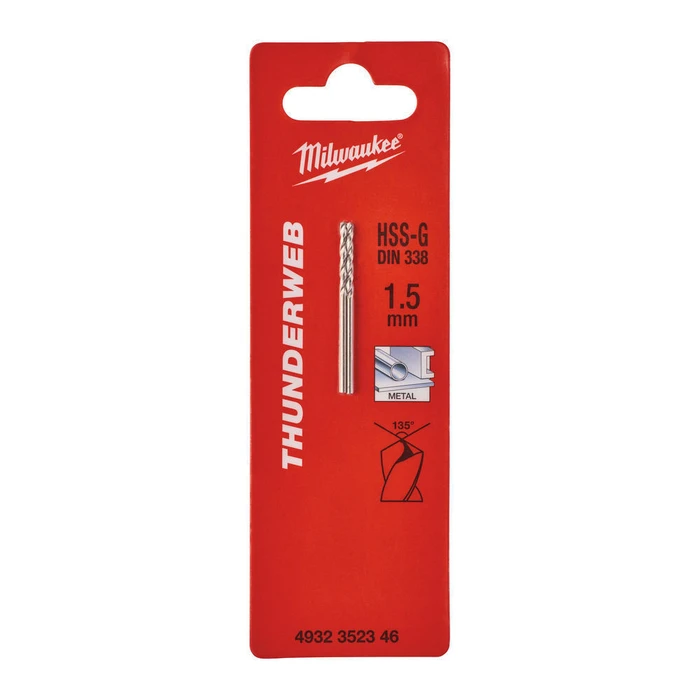 Milwaukee Thunderweb Σετ 2 Τρυπάνια HSS‑G 1.5mm με Κυλινδρικό Στέλεχος για Μέταλλο