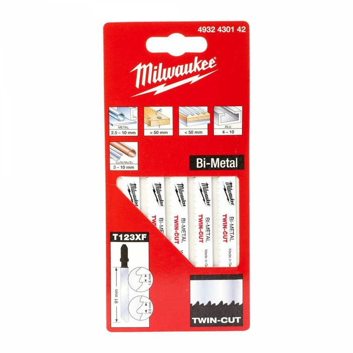 Milwaukee Twin Cut Blades for Metal, 5 pcs (T-shank)