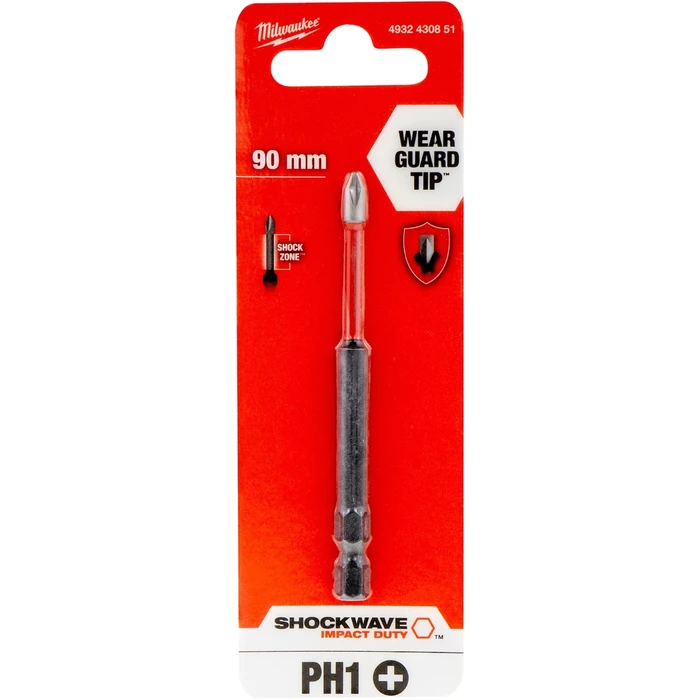 Milwaukee PH1 Shockwave Phillips Screwdriver Bit 90mm - 4932430851
