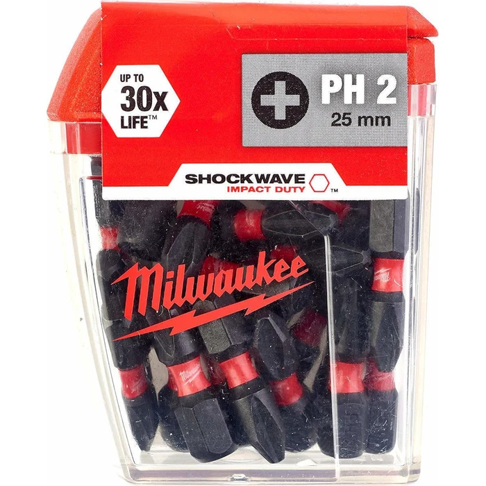 Milwaukee Σετ 25 Μύτες Κατσαβιδιού Shockwave PH2 25mm