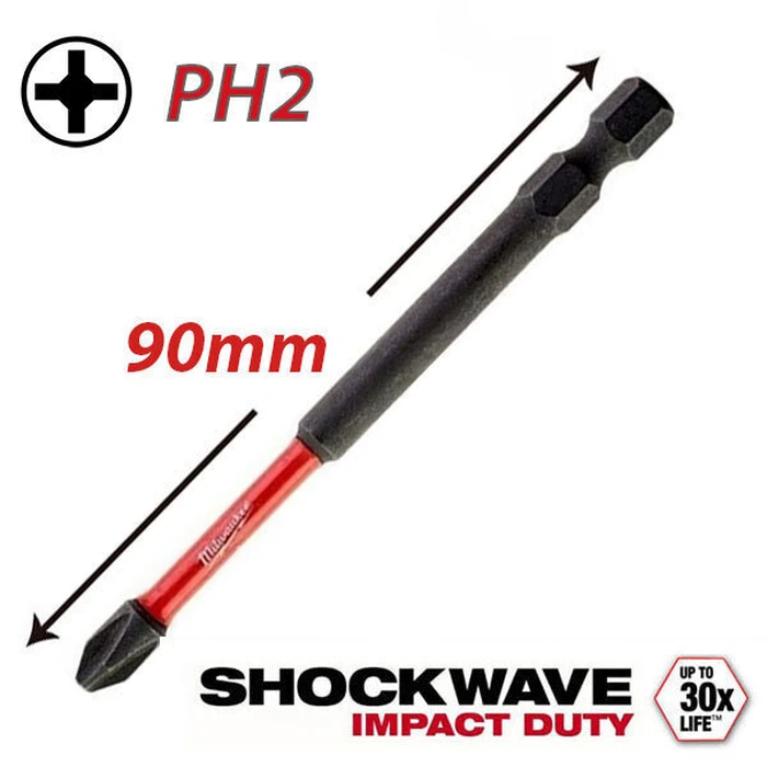 Milwaukee Μύτη Κατσαβιδιού Σταυρός PH2 Shockwave 4932430856