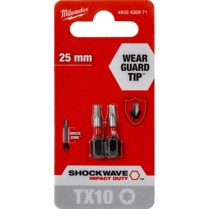 Milwaukee Set of 2 Torx (Star) Shockwave Screwdriver Bits - 4932430871