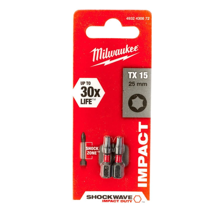 Milwaukee Σετ 2 Μύτες Κατσαβιδιού Torx Shockwave 4932430872