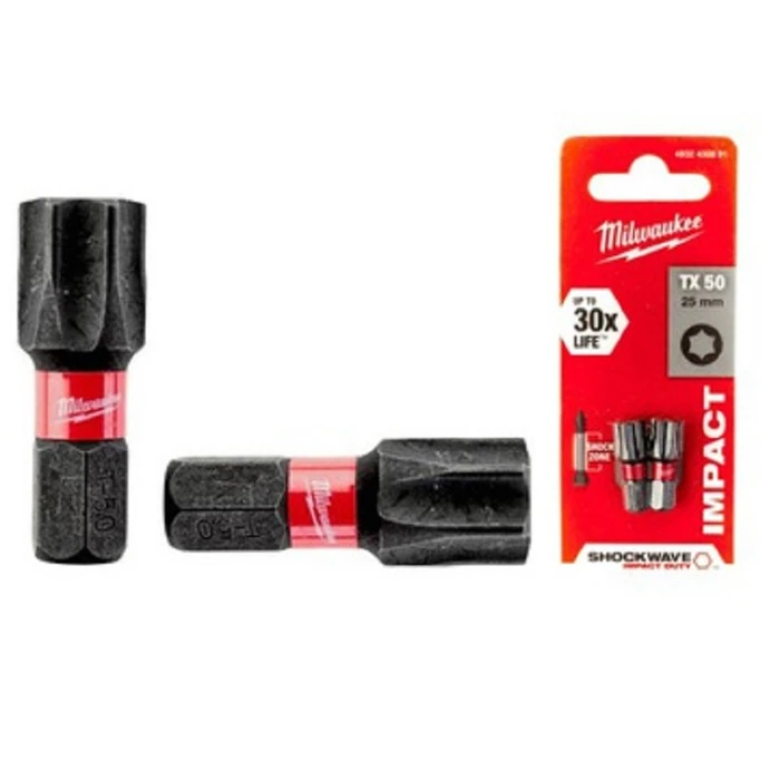 Milwaukee 2pc Torx (Star) SHOCKWAVE Impact Duty Screwdriver Bits - 4932430891