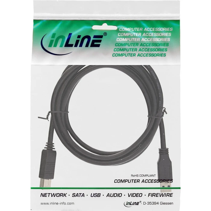 LINDY USB 3.0 Cable USB-A Male to USB-B Male, 2 m, Black