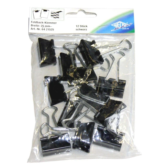 WEDO Foldback Binder Clips 25 mm - 12 Pack