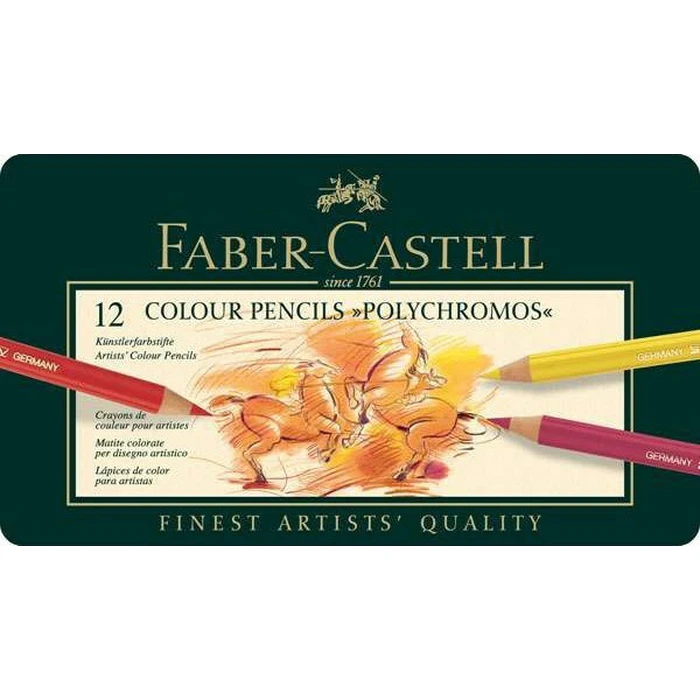 Art Supplies Faber Castell Polychromos Colour Pencils Tin of 12