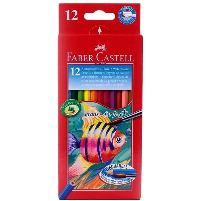 FABER-CASTELL Watercolor Colored Pencils for Children, 12-piece Cardboard Case