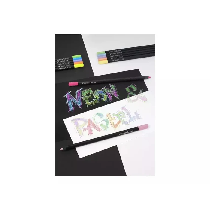 FABER-CASTELL Μολύβια Χρωματιστά Black Edition Neon + Pastell, 12 τεμ.
