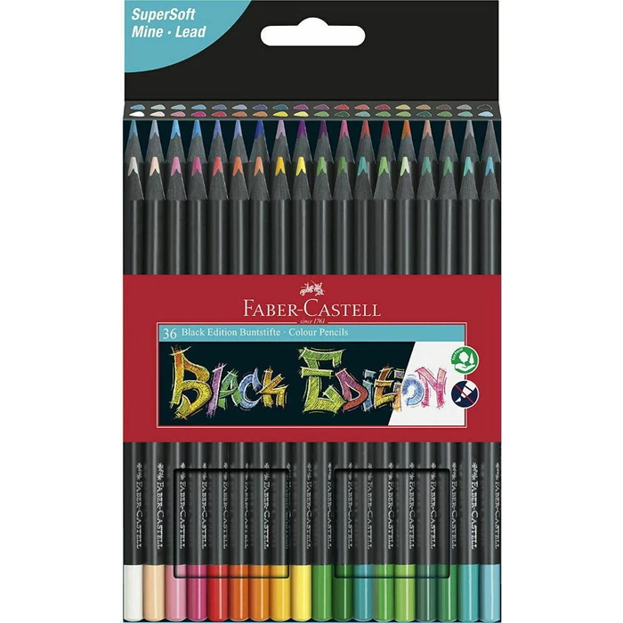 Faber Castell Colored Pencils Black Edition 36 Pieces Cardboard Box