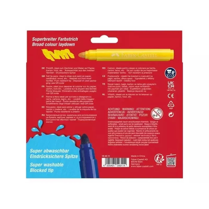 FABER-CASTELL Μαρκαδόροι Jumbo Super Washable 12 τεμάχια