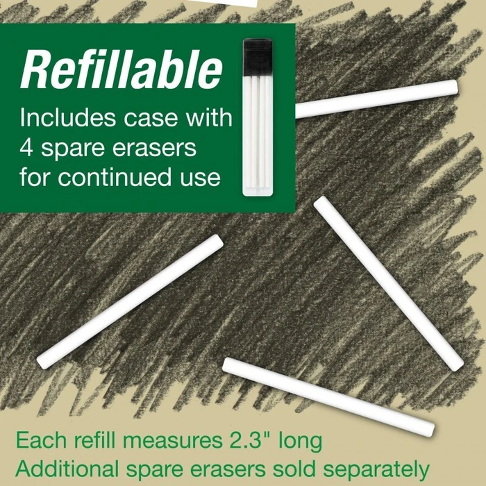 FABER-CASTELL Precision Eraser Pen (Radierstift) with 4 Replacement Eraser Refills - MPN 185610