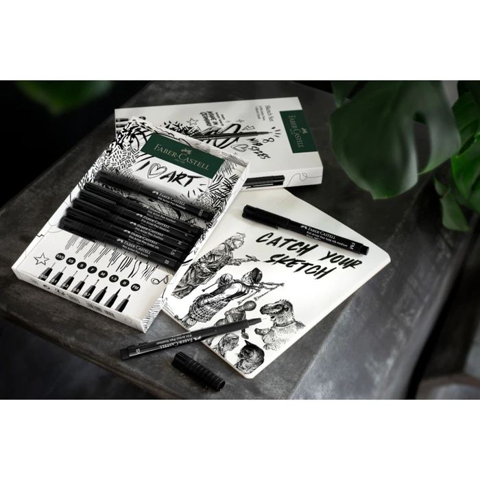 Σετ Faber-Castell Pitt Artist Pen + Σημειωματάριο Σχεδίου (8 μαρκαδόροι, πολύχρωμο)