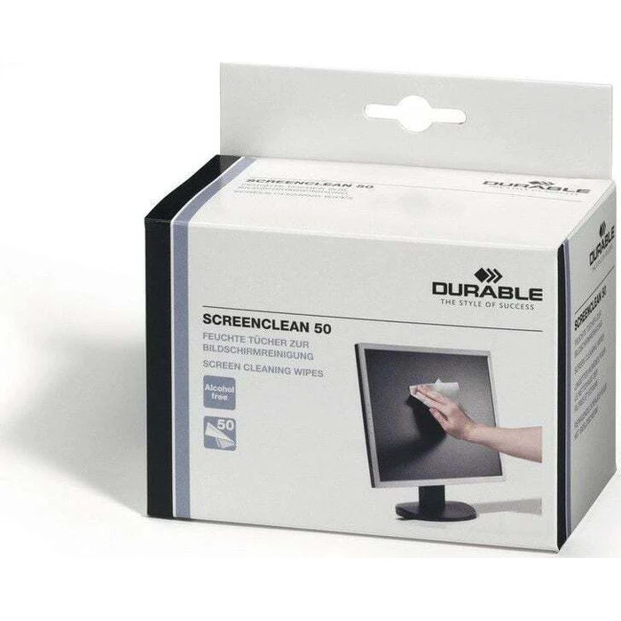 DURABLE SCREENCLEAN 50 Cleaning Wipes, 50 pcs