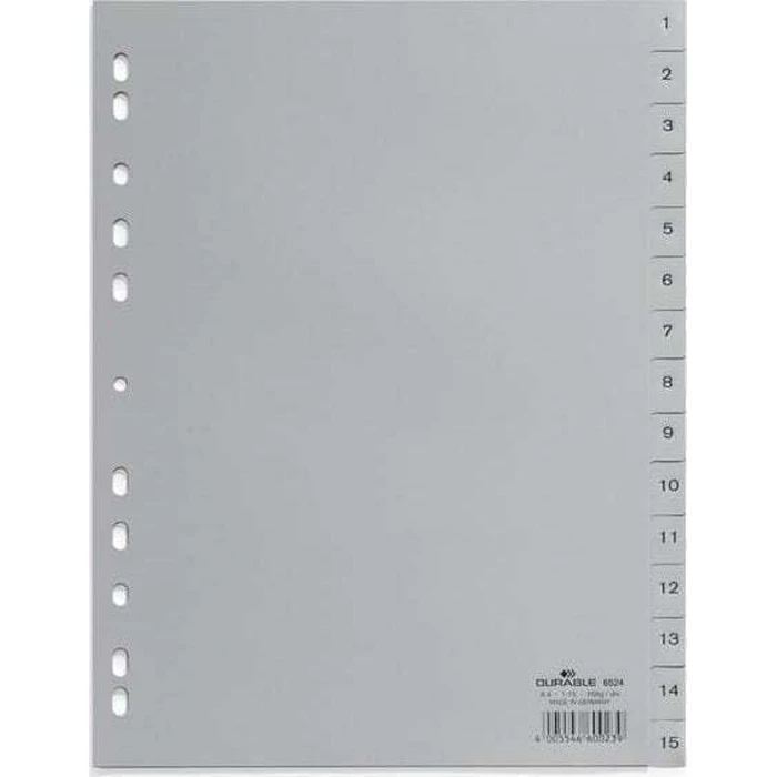 DURABLE Zahlenregister A4 1-15 PP πλήρες κάλυμμα, γκρι