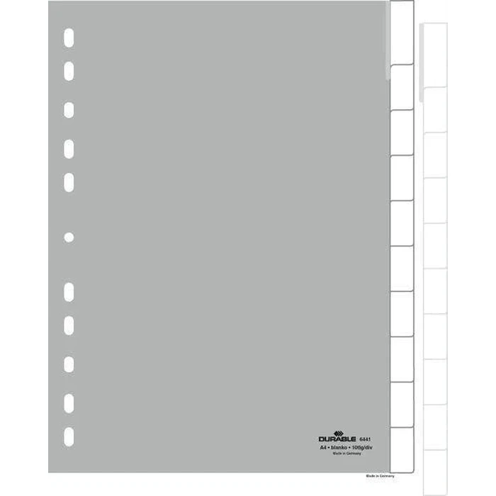 DURABLE Διαχωριστές PP (blanko) 10-τεμ., γκρι