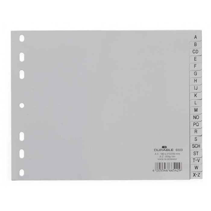 DURABLE A-Z A4 Index Dividers PP 20-piece Grey