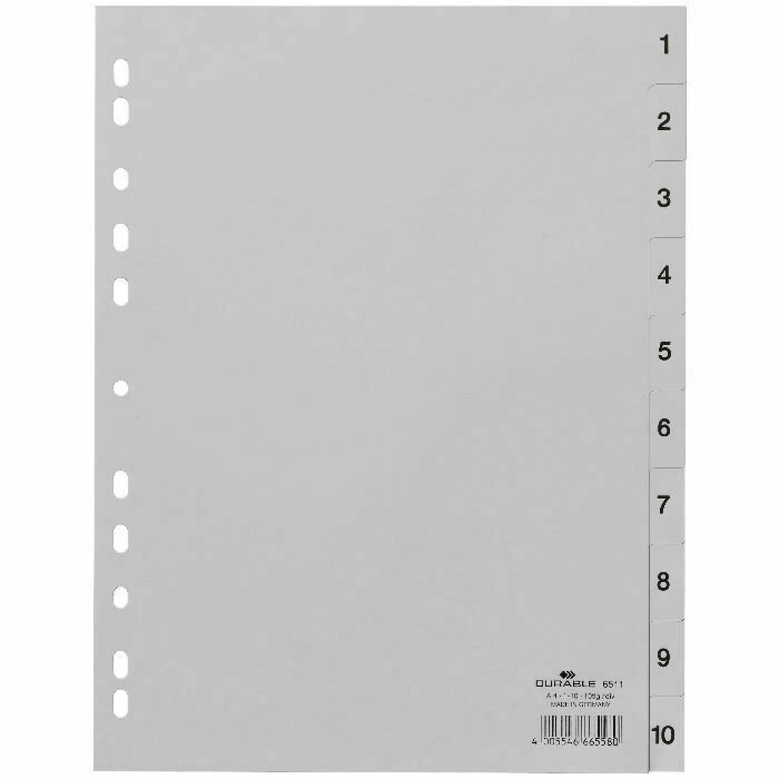 DURABLE αριθμητικά διαχωριστικά A4 1-10 (πλαστικά)