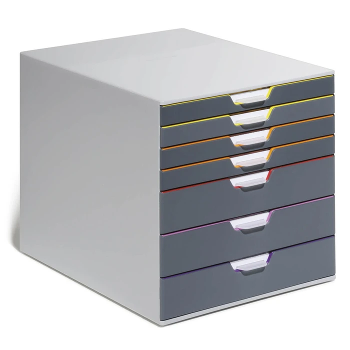 Durable Plastic Office Drawer Unit 7-Drawer 28 x 35.6 x 29.2 cm Gray Varicolor 1657607