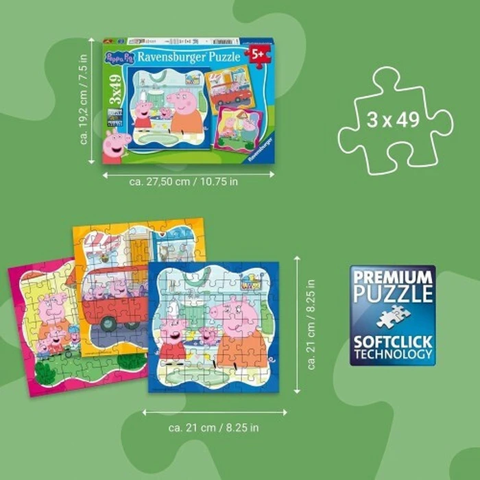 Ravensburger Puzzle Πάζλ Peppa Pig Family Firsts 3x49 τεμ
