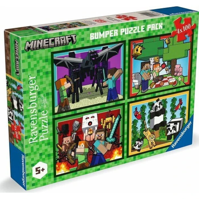 Ravensburger Παζλ Minecraft Bumper Puzzle Pack Realms and Adventures 4x100 τεμάχια