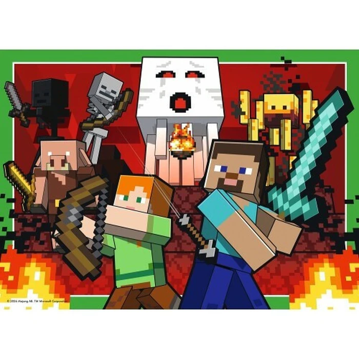 Ravensburger Παζλ Minecraft Bumper Puzzle Pack Realms and Adventures 4x100 τεμάχια