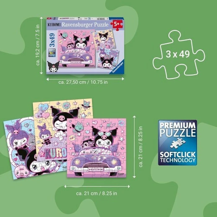 Ravensburger Puzzle Kuromi on Tour 3x49pcs