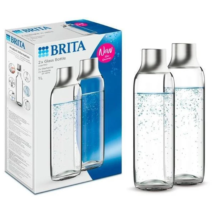 Brita SodaTrio Glass Carbonating Bottle 1000 ml with Screw Cap - Transparent