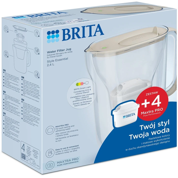 Brita Style Essential Plastic Water Filter Pitcher Jug 2.4 L (4 pcs)
