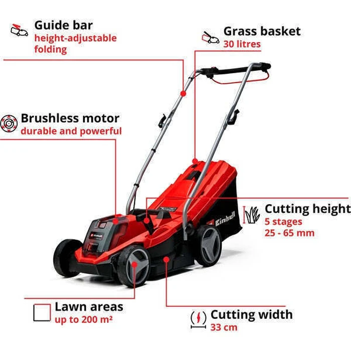 Einhell GE-CM 18/33 Li Cordless Lawn Mower 18V Kit (4.0Ah) Model 3413260