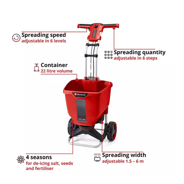 Einhell Power X-Change Akku-Streuwagen GE-SR 18/22 Li-Solo, 18 V (κόκκινο/μαύρο, χωρίς μπαταρία και φορτιστή)