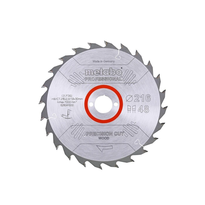 Metabo Circular Saw Blade 216x30 mm, 48T - Precision Cut Wood Professional