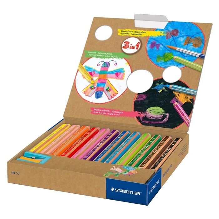 STAEDTLER Noris junior 12 τεμάχια 3in1 + Ξύστρα