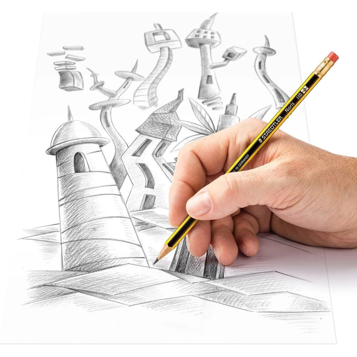 STAEDTLER Köcher Noris Ti - Σετ 72 μολύβια HB, εξάγωνο, με γόμα, μεταλλικό δοχείο