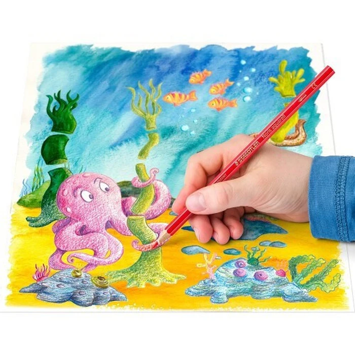 STAEDTLER Noris aqua - Water-soluble Colored Pencils Set, 12 pcs, Cardboard Case