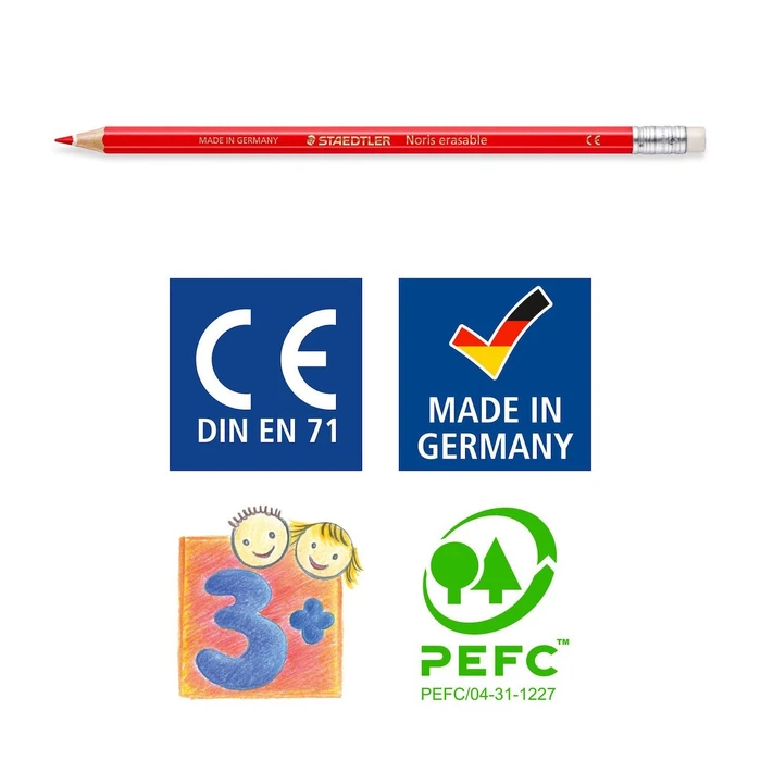 STAEDTLER Noris Club - Σετ 24 ξυλομπογιές erasable με γόμα, καρτονετούι