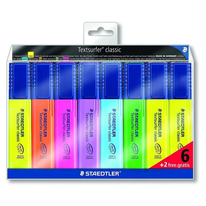 STAEDTLER Textsurfer Classic Highlighters - Multicolour, Pack of 8