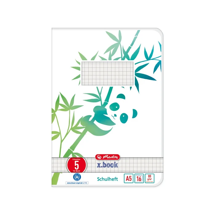 Herlitz Schulheft A5 GREENline 16 Φύλλα (Panda)