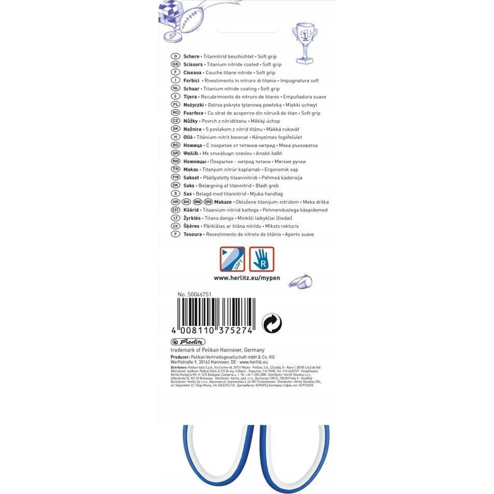 Herlitz ψαλίδι my.pen μπλε/λευκό 18 cm