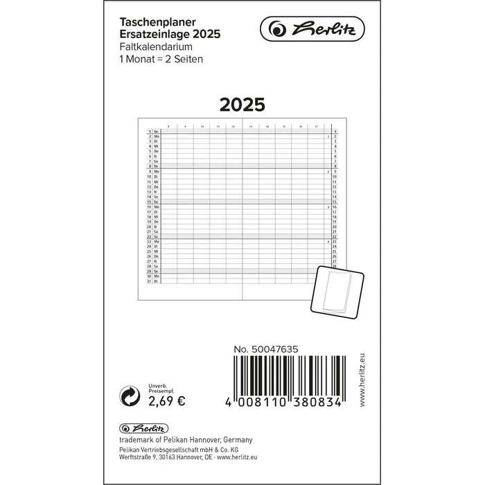 Herlitz Ανταλλακτικό Εισαγωγής Taschenplaner με Leporello - A4