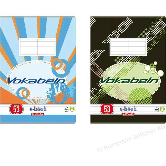 Herlitz Vokabelheft A5 Vocabulary Notebook, 32 sheets, Lined, Softcover, Stapled (FSC Mix)