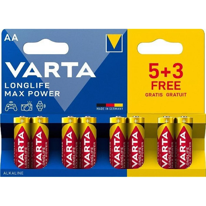 Batteries Varta Alkaline AAA Longlife Max Power B5+3