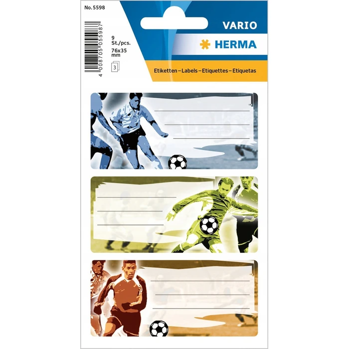 HERMA School Labels Vario Football – 9 labels (7.6 x 3.5 cm)