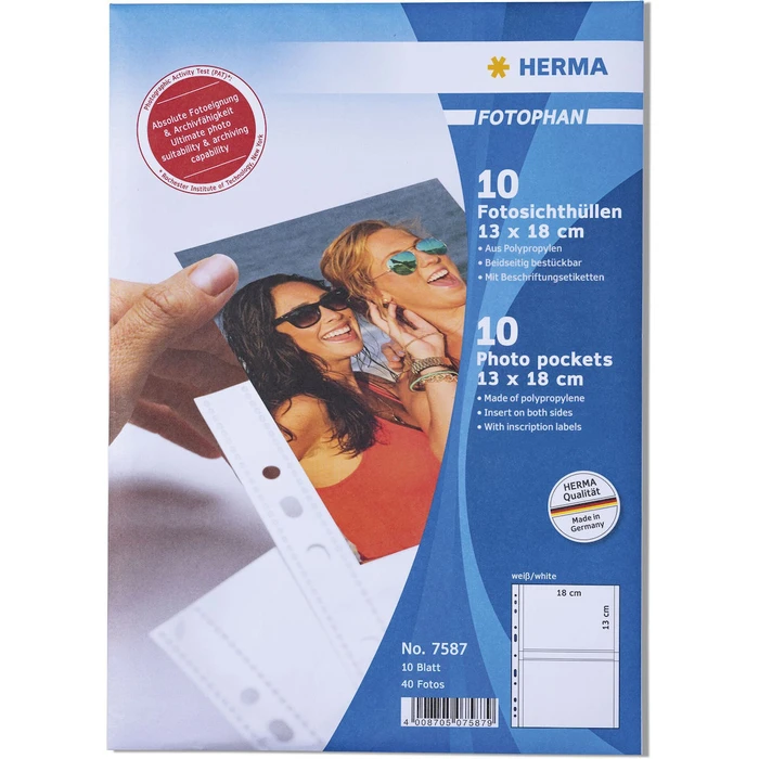Αρχειοθέτηση φωτογραφιών Herma Fotophan θήκες φωτογραφιών 13x18 cm λευκές 10 φύλλα 7587