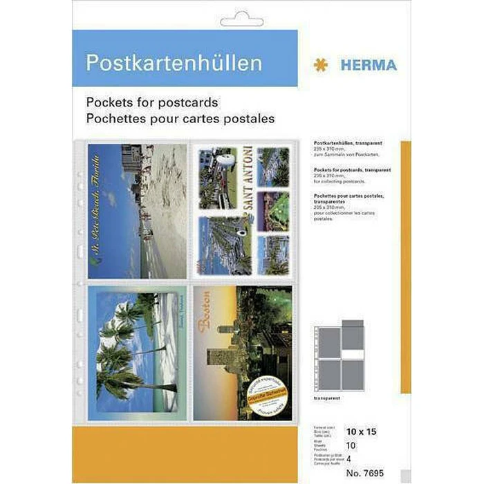 Αρχειοθέτηση φωτογραφιών Herma θήκες για καρτ ποστάλ 10x15 cm διαφανείς 10 φύλλα 7695