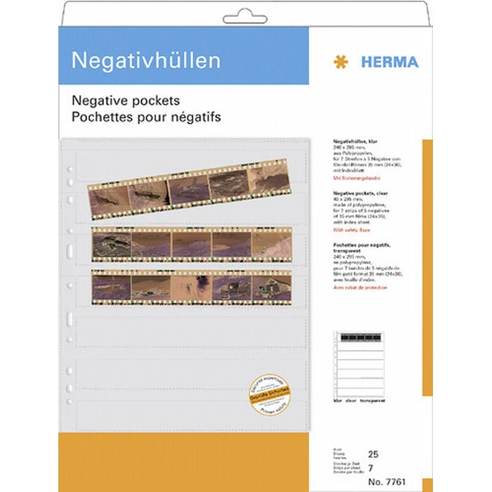 HERMA Διαφανείς θήκες αρνητικών για λωρίδες 7 x 5, 25 τεμ.