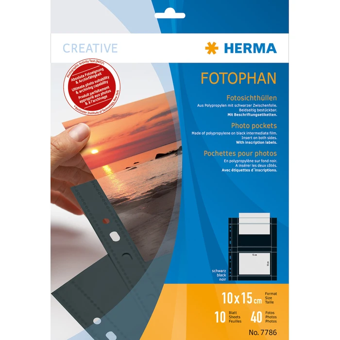 Αρχειοθέτηση φωτογραφιών HERMA Fotophan 10x15 cm οριζόντιες θήκες φωτογραφιών 10 φύλλα μαύρες 7786