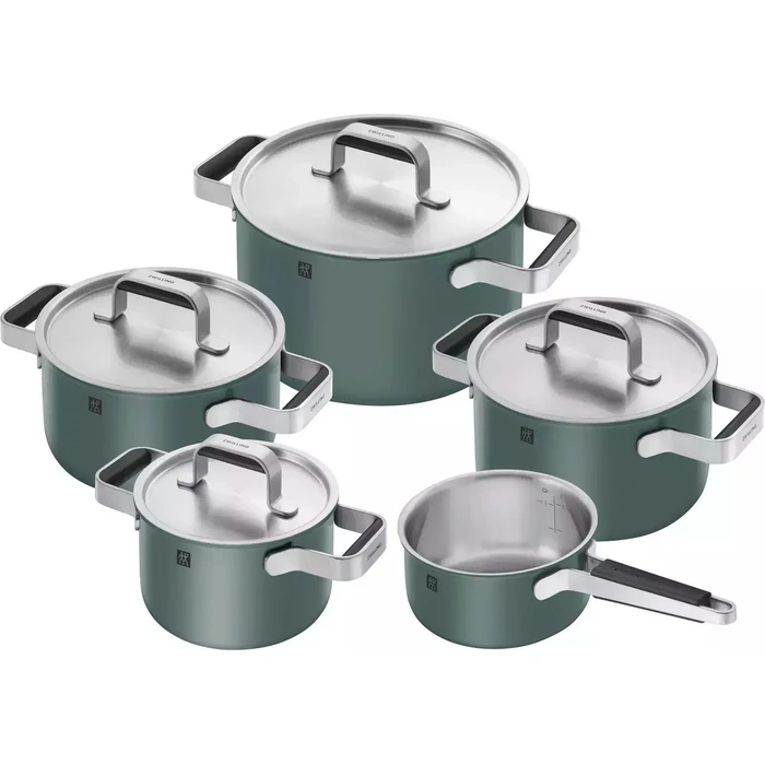 Zwilling Pure 5-piece Cookware Set 18/10 Stainless Steel, green