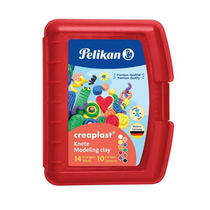 Pelikan Creaplast Παιδική πλαστελίνη - 10 χρώματα σε κόκκινη θήκη, 240 g